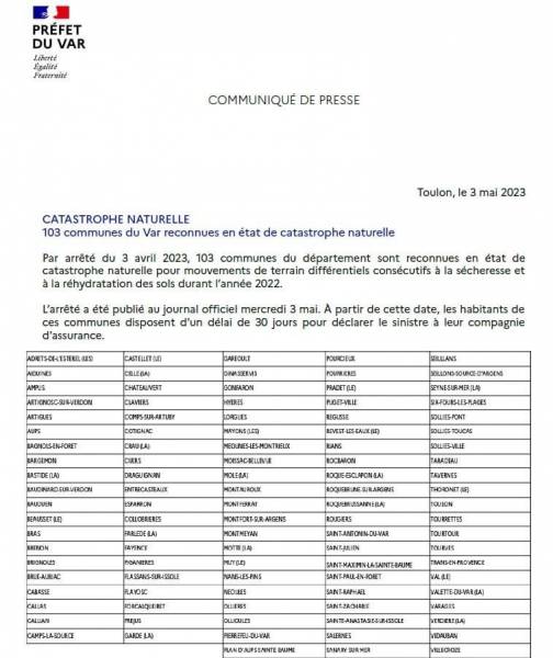 Catastrophe naturelle sècheresse